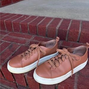 Women's Tan Leather Sneakers